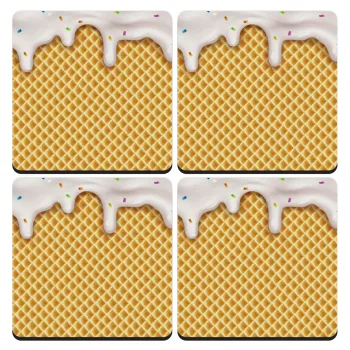 Παγωτό, ΣΕΤ 4 Σουβέρ ξύλινα τετράγωνα (9cm)