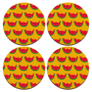 Καρπουζάκια, ΣΕΤ x4 Σουβέρ ξύλινα στρογγυλά plywood (9cm)