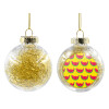 Transparent Christmas tree ball ornament with gold filling 8cm