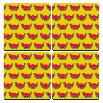 Καρπουζάκια, ΣΕΤ 4 Σουβέρ ξύλινα τετράγωνα (9cm)