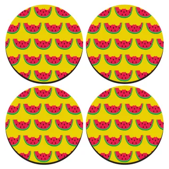 Καρπουζάκια, ΣΕΤ 4 Σουβέρ ξύλινα στρογγυλά (9cm)