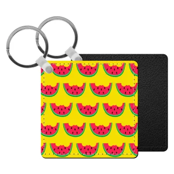 Καρπουζάκια, Μπρελόκ Δερματίνη, τετράγωνο ΜΑΥΡΟ (5x5cm)