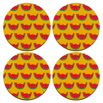 Καρπουζάκια, ΣΕΤ x4 Σουβέρ ξύλινα στρογγυλά plywood (9cm)