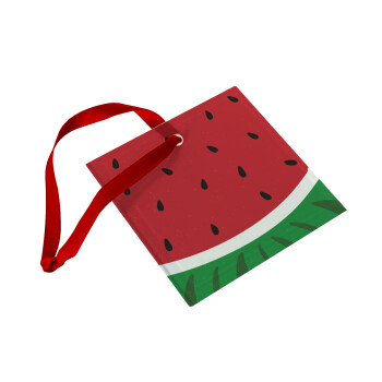 Καρπούζι, Christmas ornament, glass square ornament 9x9cm