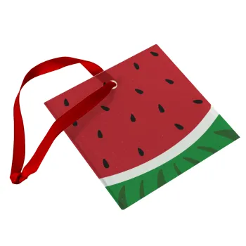 Καρπούζι, Christmas ornament, glass square ornament 9x9cm