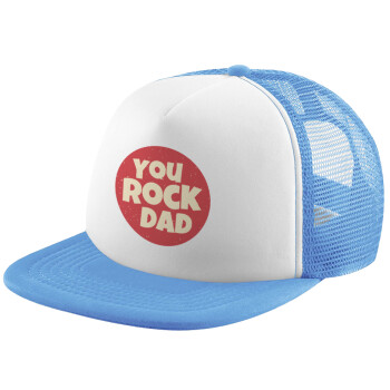 YOU ROCK DAD, Καπέλο Soft Trucker με Δίχτυ Γαλάζιο/Λευκό