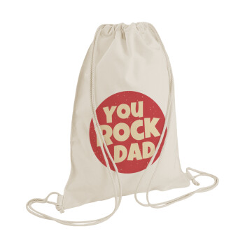 YOU ROCK DAD, Τσάντα πλάτης πουγκί GYMBAG natural (28x40cm)