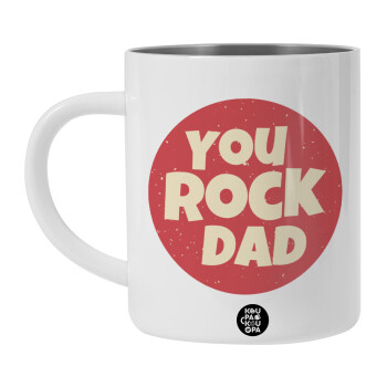 YOU ROCK DAD, BIG Mug Stainless steel double wall (450ml, White)