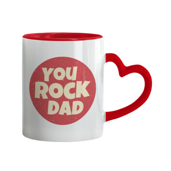 YOU ROCK DAD, Mug heart red handle, ceramic, 330ml