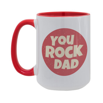 YOU ROCK DAD, Κούπα Mega 15oz, κεραμική Κόκκινη, 450ml