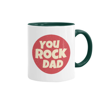 YOU ROCK DAD, Κούπα χρωματιστή πράσινη, κεραμική, 330ml