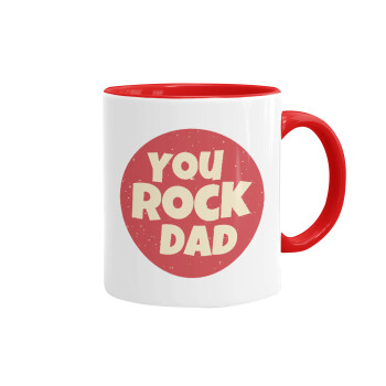 YOU ROCK DAD, Κούπα χρωματιστή κόκκινη, κεραμική, 330ml