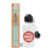 Easter Set, metallic aluminum water bottle (500ml) & scented flat candle (30cm) (TURQUOISE)