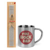 Easter Set, metallic thermal cup (300ml) & Easter aromatic flat candle (30cm) (GRAY)