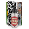 Easter Set, metallic silver aluminum water bottle (500ml) & aromatic flat Easter candle (30cm) (GRAY)