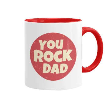 YOU ROCK DAD, Κούπα χρωματιστή κόκκινη, κεραμική, 330ml