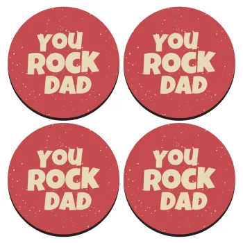 YOU ROCK DAD, ΣΕΤ 4 Σουβέρ ξύλινα στρογγυλά (9cm)