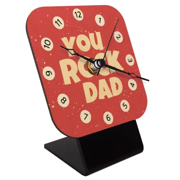 YOU ROCK DAD, Επιτραπέζιο ρολόι σε φυσικό ξύλο (10cm)