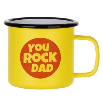 YOU ROCK DAD, Κούπα Μεταλλική εμαγιέ ΜΑΤ Κίτρινη 360ml