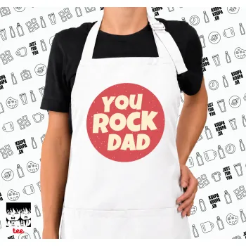 YOU ROCK DAD, Ποδιά μακριά Σεφ ολόσωμη με τσέπες white (ΕΝΗΛΙΚΩΝ)