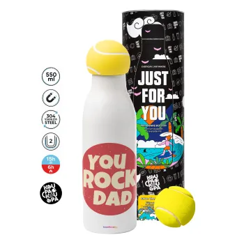 YOU ROCK DAD, Μπάλα τένις μεταλλικό παγούρι θερμός, διπλού τοιχώματος, 550ml