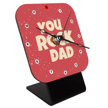 YOU ROCK DAD, Επιτραπέζιο ρολόι ξύλινο με δείκτες (10cm)