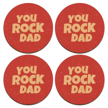 YOU ROCK DAD, ΣΕΤ x4 Σουβέρ ξύλινα στρογγυλά plywood (9cm)