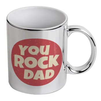 YOU ROCK DAD, Κούπα κεραμική, ασημένια καθρέπτης, 330ml