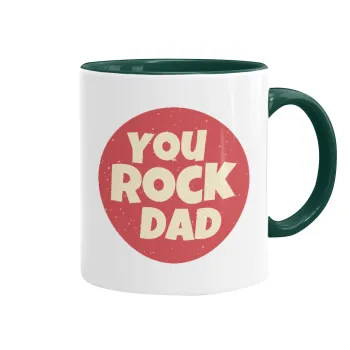 YOU ROCK DAD, Κούπα χρωματιστή πράσινη, κεραμική, 330ml