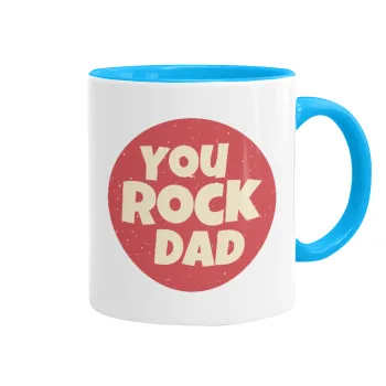 YOU ROCK DAD, Κούπα χρωματιστή γαλάζια, κεραμική, 330ml