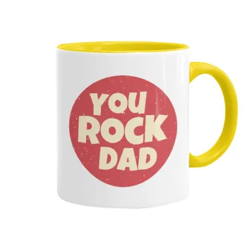 YOU ROCK DAD, Κούπα χρωματιστή κίτρινη, κεραμική, 330ml