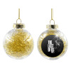 Transparent Christmas tree ball ornament with gold filling 8cm
