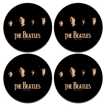 The Beatles, ΣΕΤ x4 Σουβέρ ξύλινα στρογγυλά plywood (9cm)