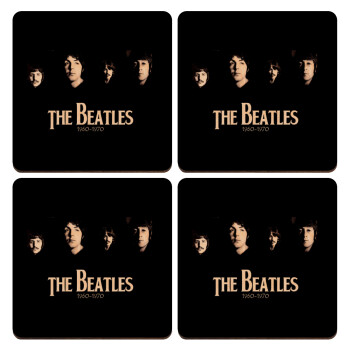 The Beatles, ΣΕΤ x4 Σουβέρ ξύλινα τετράγωνα plywood (9cm)