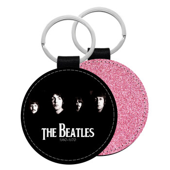 The Beatles, Μπρελόκ Δερματίνη, στρογγυλό ΡΟΖ (5cm)
