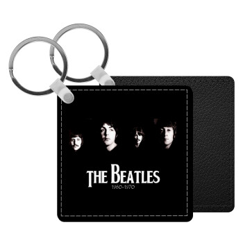 The Beatles, Μπρελόκ Δερματίνη, τετράγωνο ΜΑΥΡΟ (5x5cm)