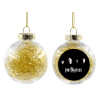 Transparent Christmas tree ball ornament with gold filling 8cm