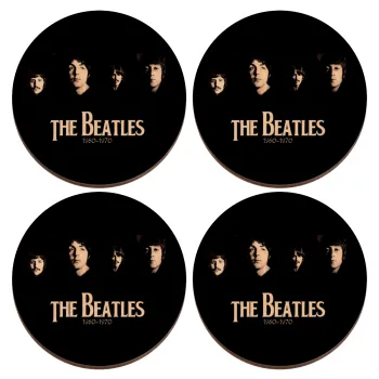 The Beatles, ΣΕΤ x4 Σουβέρ ξύλινα στρογγυλά plywood (9cm)