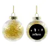 Transparent Christmas tree ball ornament with gold filling 8cm
