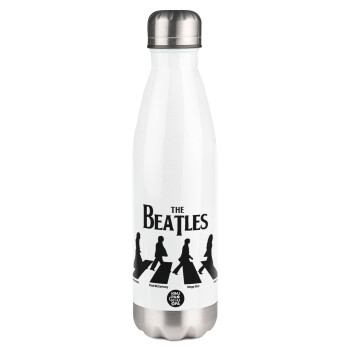 The Beatles, Abbey Road, Μεταλλικό παγούρι θερμός Λευκό (Stainless steel), διπλού τοιχώματος, 500ml