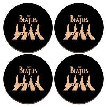 The Beatles, Abbey Road, ΣΕΤ x4 Σουβέρ ξύλινα στρογγυλά plywood (9cm)