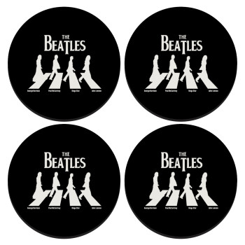 The Beatles, Abbey Road, ΣΕΤ 4 Σουβέρ ξύλινα στρογγυλά (9cm)
