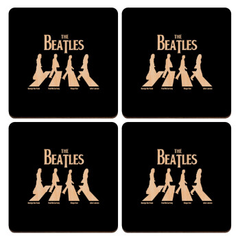 The Beatles, Abbey Road, ΣΕΤ x4 Σουβέρ ξύλινα τετράγωνα plywood (9cm)