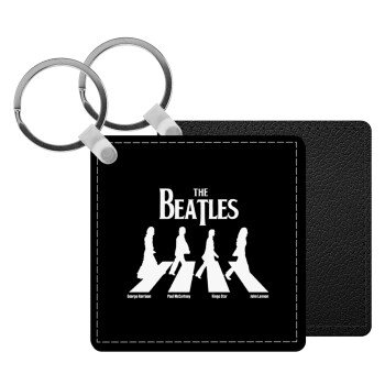 The Beatles, Abbey Road, Μπρελόκ Δερματίνη, τετράγωνο ΜΑΥΡΟ (5x5cm)