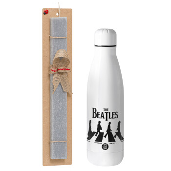 The Beatles, Abbey Road, Πασχαλινό Σετ, μεταλλικό παγούρι Inox (700ml) & πασχαλινή λαμπάδα αρωματική πλακέ (30cm) (ΓΚΡΙ)