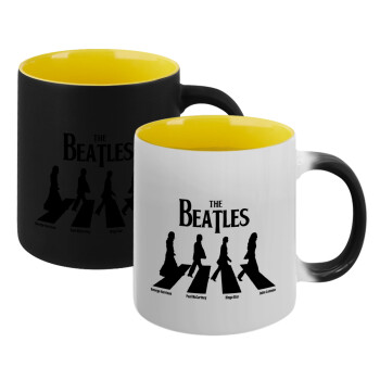 The Beatles, Abbey Road, Κούπα Μαγική εσωτερικό κίτρινη, κεραμική 330ml που αλλάζει χρώμα με το ζεστό ρόφημα (1 τεμάχιο)