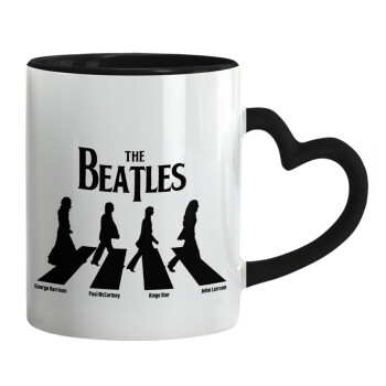 The Beatles, Abbey Road, Mug heart black handle, ceramic, 330ml