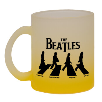 The Beatles, Abbey Road, Κούπα γυάλινη δίχρωμη με βάση το κίτρινο ματ, 330ml