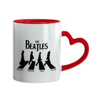 The Beatles, Abbey Road, Κούπα καρδιά χερούλι κόκκινη, κεραμική, 330ml