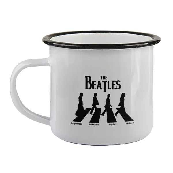 The Beatles — Enamel mug with black rim, 360ml